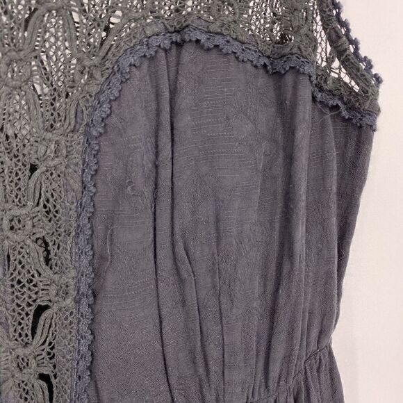 Free People Dress Size Small Women Black Fiesta Crochet Mini Sleeveless Boho - Picture 3 of 7